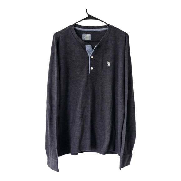 U.S. Polo Assn Mens Sweat Shirt  XL Long Sleeve Henley Gray  Exellent - Picture 1 of 10